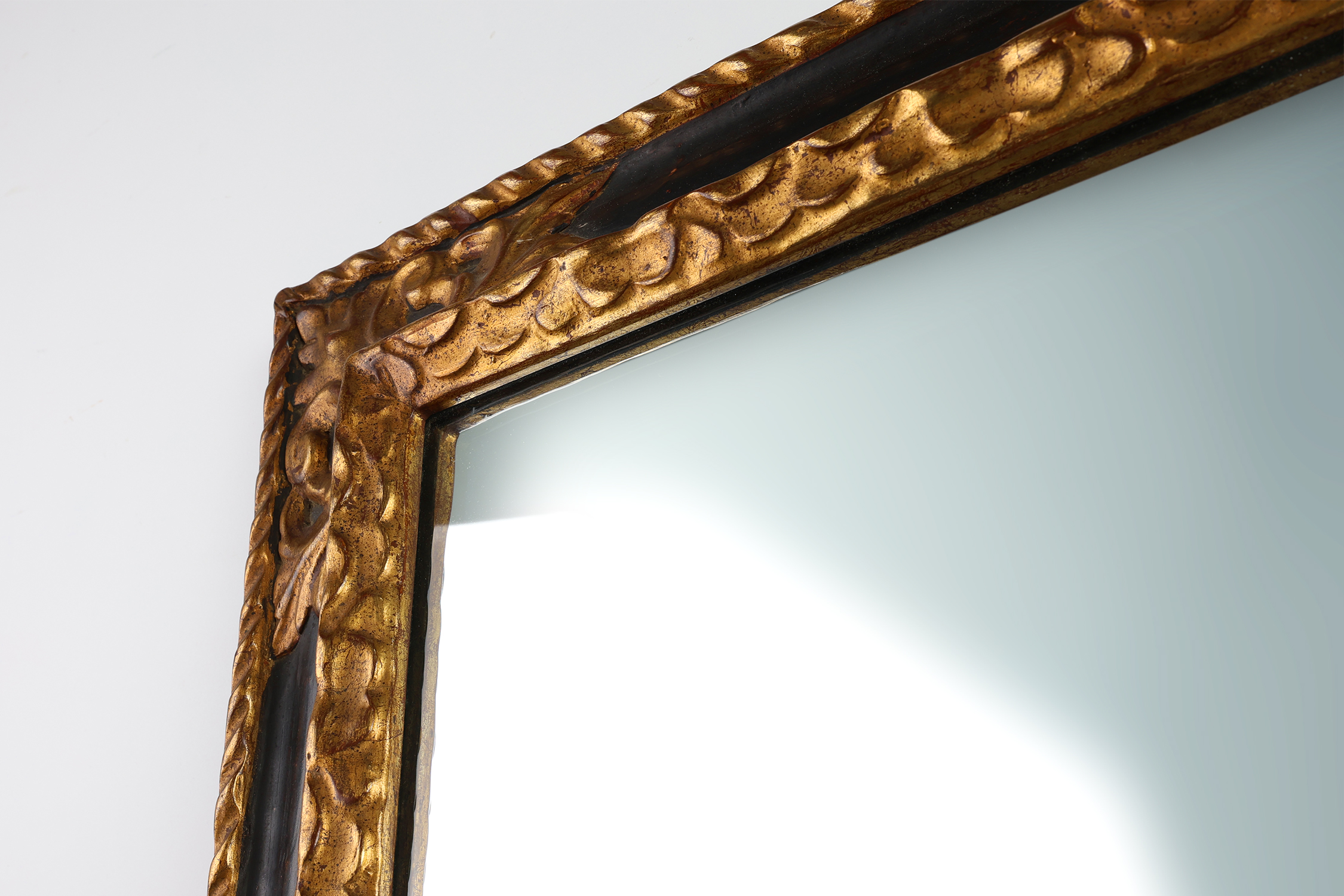 Carved Baroque Black and Giltwood Mirror, France 1850sthumbnail